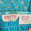 Funky People Turquoise Boho Mixed Floral Smocked Strapless Midi Sundress Large Photo 6