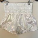 Free People  Movement Way Home Shine Irridescent White Shorts Size Small RARE Photo 4