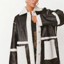 Princess Polly Lexie Black & White Faux Leather Shearling Oversized Jacket L/XL Photo 5