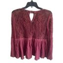 American Eagle  Outfitters Floral Mesh Flare Peplum Burgundy Top Women. M… Photo 6