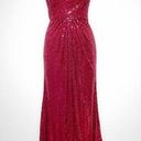 La Femme Red Sequin Strapless Formal Dress Prom Evening Gown Mermaid Photo 0