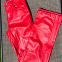 ZARA Red Leather Straight Pants Photo 0