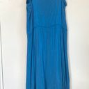 Socialite Blue Satin Flowy Midi Dress Photo 4