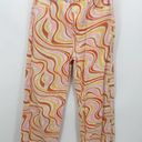 MRKT  Jeans Women LARGE Orange Pink Marble Retro Ziggy Straight Leg High-Rise Photo 0