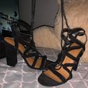 Bamboo Lace Up Black Heels Photo 1