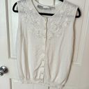 Anne Klein Vintage  II White Beaded Sweater Vest Size M Photo 0