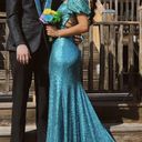 Teal Sequin Prom Dress Size 2 Photo 0