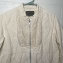 BCBG MAXAZRIA Beige Pleated Jacket Womens Size Medium Full Zip Pockets Photo 2