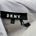 DKNY Peplum Top MEDIUM Ruffle Hem Blue & White Striped Half Button Long Sleeve Photo 4