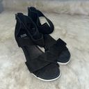 Eileen Fisher Women's Viv Wedge Leather Nubuck Sandals Black Size 9.5 Casual Photo 1