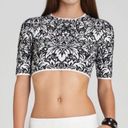 BCBG Maxazria Floral Sweater Crop Top Photo 0