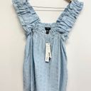 AQUA  Eyelet Top Size Large Blue Ruffle Pullover Wide Strap Woven Tank NEW Photo 3