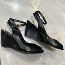 Ralph Lauren | Black Sling Back Wedges With Ankle Strap Size 8.5 Photo 0