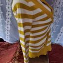 Fossil  size medium gold colored horizontal striped sweater chunky V-neck Photo 2