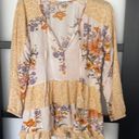 American Eagle  Boho Floral Top size M  Yellow, Orange Blue Pink Cream Peplum Photo 0