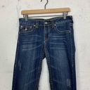 True Religion  Rainbow Trim Low Rise Wide Leg Blue Denim Jeans Size 27 Photo 1