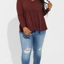 Torrid  Plus Size Knit V Neck Lace Inset Long Sleeve Babydoll top size 2X Photo 2