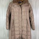 Cole Haan  Tan Faux Fur Collar Down Filled Long Line Puffer Jacket Photo 1