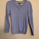 Tommy Hilfiger  V- Neck Cable Knit Sweater Lt Blue Photo 3