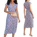 J.Crew  Fabrizia Floral Print Midi Wrap Dress Tie Waist V Neck Surplice Womens S Photo 1