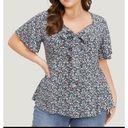 Bloomchic Size 18 - 20 • 2x •  • Ditsy Floral Knot V Neck Blouse Photo 1