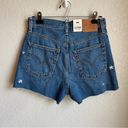 Levi's Levi’s Ribcage Medium Wash High Rise Embroidered Cutoff Denim Shorts Photo 5