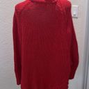 Michael Kors Michael  Chunky Knit Red Zipper Cardigan Sweater Dolman EUC Sz M Photo 5