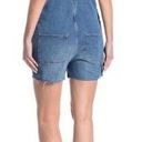 Frame  Le Garcon Cutoff Denim Short Overalls Shortalls Islet Blue Large Raw Hem Photo 1