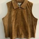 St. John’s Bay ST JOHN'S BAY Women’s Plus 24W Genuine Suede Brown Full Zip Vest Washable VTG Photo 0