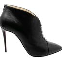 Christian Louboutin  Preduboots Black Leather Patent Cap Toe Ankle Boots Heels Photo 2