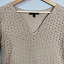 Banana Republic  Women's Small Short Sleeve Organic Cotton Pointelle Sweater Sand Photo 6