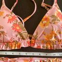 Aerie  pink floral triangle bikini, Size Small, removable pads, ruffles, beachy Photo 7