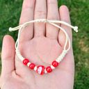 Lucky Cat Red Beaded Cream Bracelet Photo 2