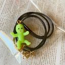 Handmade Kawaii y2k funny funky style neon green baby PU leather unisex necklace💚👶🦋🌀 Photo 3