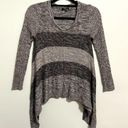 cupio  Marled Gray Stripe Asymmetrical Hem Knit Sweater Top S Photo 1