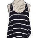 Poof  Excellence  Womens Blouse Tank Sz Small Striped Sleeveless Swing High Low Photo 0