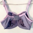 Panache  Sport Bra Gray Purple 38DD Underwire J Hook Racerback Hi Impact Photo 4