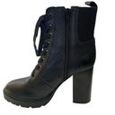 Steve Madden  Black Leather Lace Up High Heel Boot Size 9 Photo 2