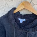 FAVLUX Women’s Plain Black Fuzzy Cozy Comfy Teddy Pullover Cropped Hoodie Large Photo 1