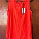 T Tahari NWT  orange sheer button down sleeveless blouse size S! Photo 1