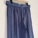 J.Jill  Linen Women’s Jenna Stretch Belted Wide Leg Crop Pants Blue Size Small Photo 6