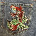 Ed Hardy vintage  womens size 30 low rise jeans denim embroidered fish y2k Photo 10