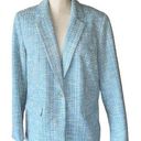 Anne Klein NWT  TWEED ONE BUTTON BLAZER BLUE LARGE Photo 0