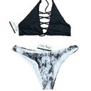 Daisy NWT Dippin 's Bikini 2 Piece Mix & Match Marble Caged Top Bottom L Photo 0