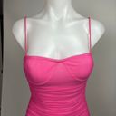 Revolve  Superdown Emmie Neon Pink Ruched Mesh Mini Strap Bodycon Dress Size XS Photo 3