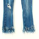 ZARA  Embroidered Midrise Mini Flare Leg Distressed Cropped Denim Jeans Size 2 Photo 7