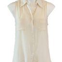 Sans Souci  High Low Button Down Collared Tank Top Studded Cream White Small Photo 0