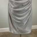 Betsy and Adam  Women's Cocktail Dress Size 6 Silver Metallic Short Sleeve Sheath Photo 8