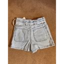 ZARA NWT Belted Paperbag Waist Jean Shorts Size 4 Light Wash Denim Photo 4