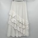 Mable Tiered Ruffle Maxi Skirt White Pull On 100% Cotton Stretch Size Large Photo 4